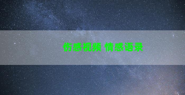 伤感视频 情感语录